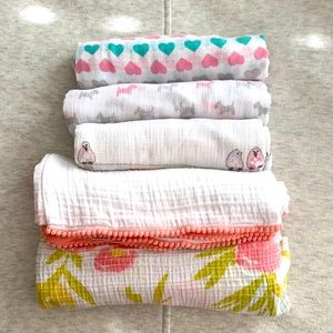 Bundle of five muslin swaddles